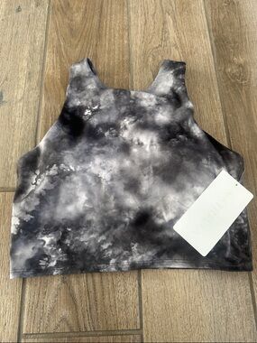 Athleta Black & Gray Marble Tie-Dye Crop Tank